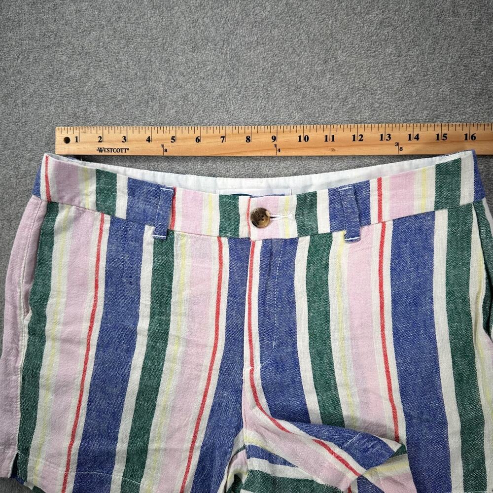 Old Navy Striped Everyday Short Women's 8 Linen Blend Blue Pink 4" Inseam - Picture 3 of 6